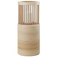 Windlicht Bamboo in Naturfarben - Transparent/Naturfarben, Glas/Holz (17,5cm) - Premium Living