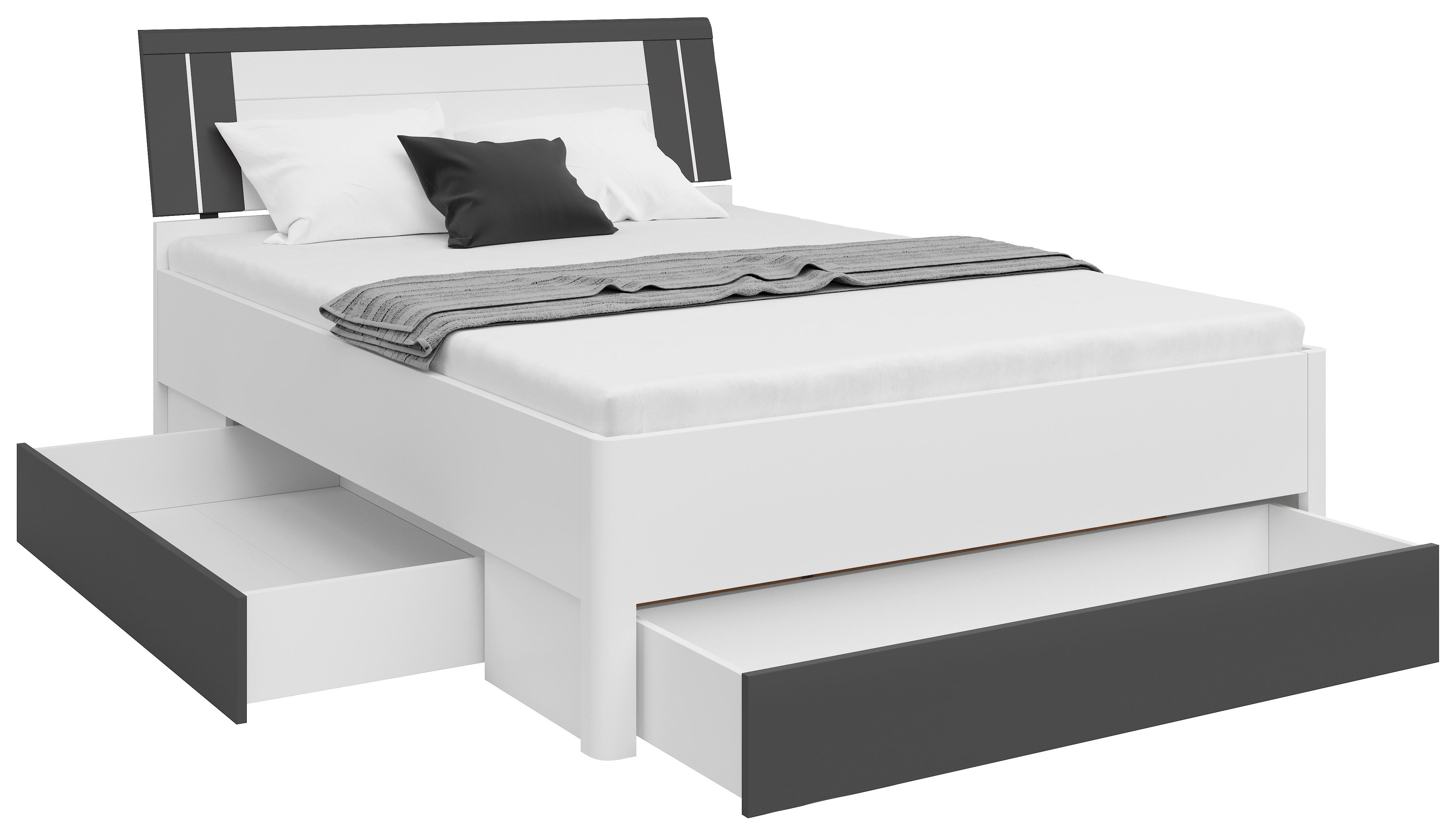PAT CU SPAțIU DE DEPOZITARE SATURN 140 - alb/grafit, Konventionell, material pe bază de lemn (140/200cm)