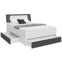 PAT SATURN 140 - alb/grafit, Konventionell, material pe bază de lemn (140/200cm)