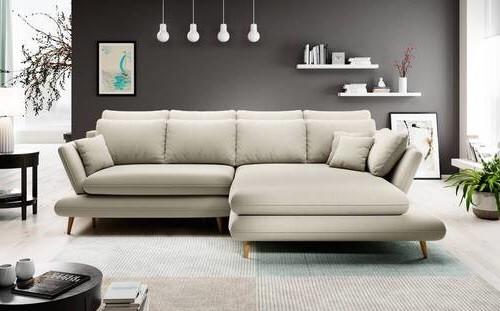 Sedežna Garnitura Monte Z Ležiščem In Predalom - bež/naravne barve, Moderno, tekstil/les (283/90/181cm) - Premium Living