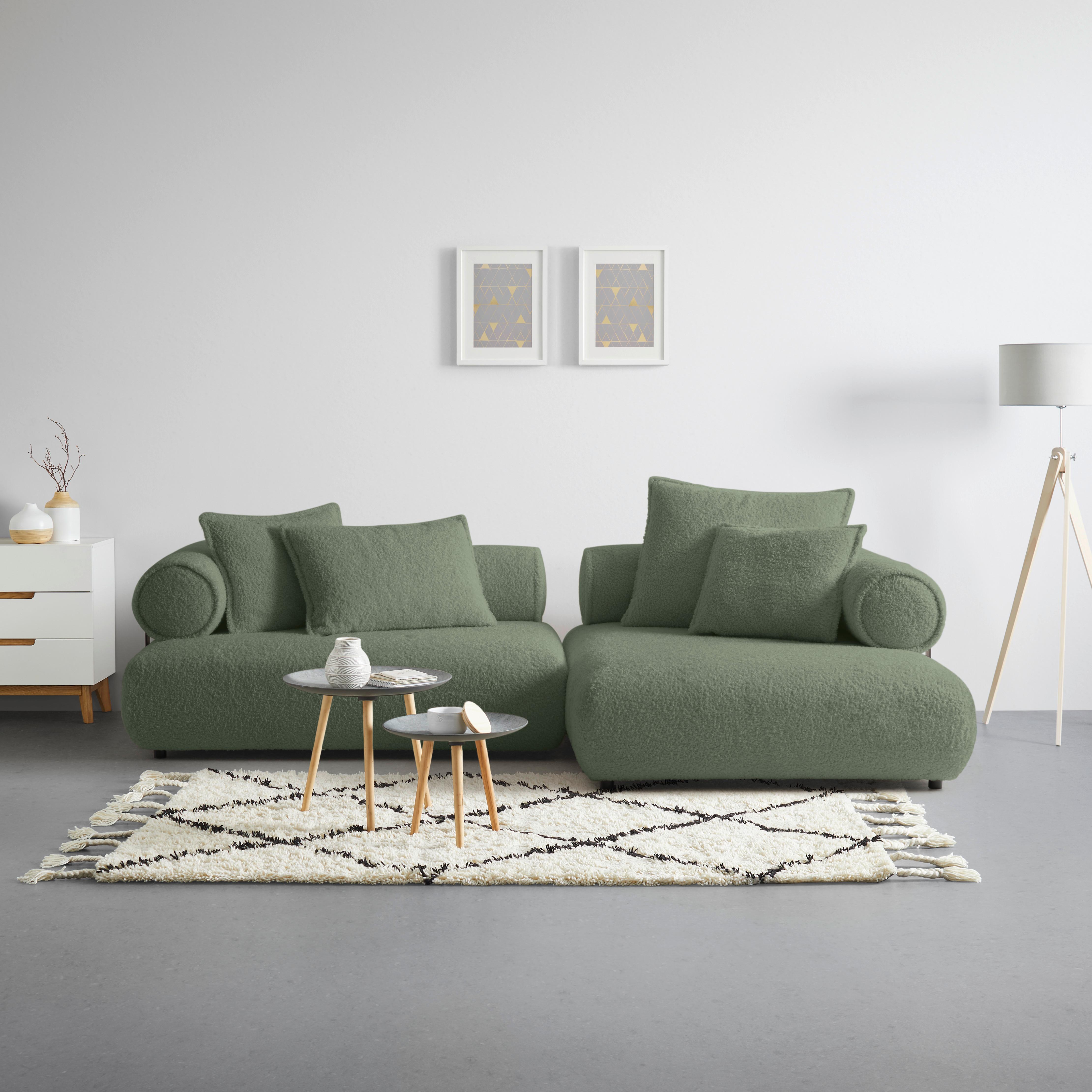 Wohnlandschaft Casimir Mintgrün - Schwarz/Mintgrün, LIFESTYLE, Kunststoff/Textil (310/180cm) - Premium Living