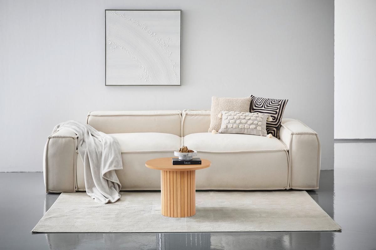 STOLIK BOCZNY PEDRO - kolor dębowy, Design, materiał drewnopochodny/drewno (50/50/40cm) - Xora