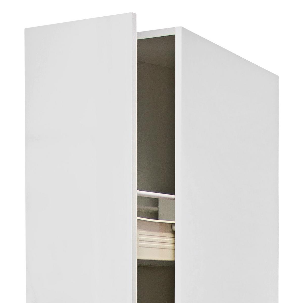 Apothekerschrank ''Alba'', Weiß - Edelstahlfarben/Weiß Hochglanz, MODERN, Holzwerkstoff/Metall (30/200/57cm) - FlexWell