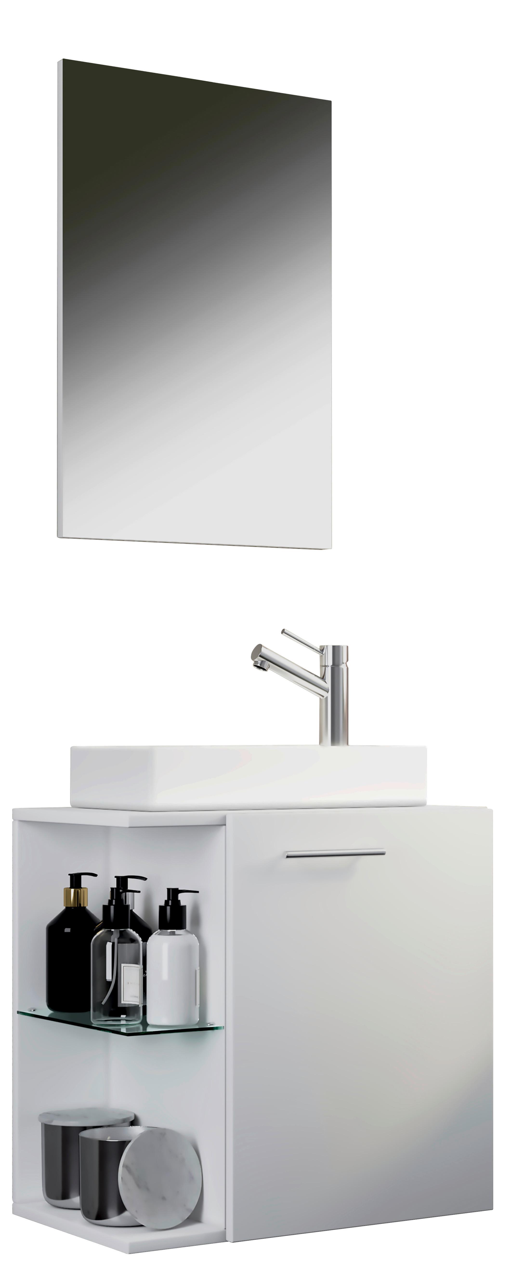 Kopalnica Hausa, Bela - bela, Moderno, leseni material/keramika (52cm) - MID.YOU