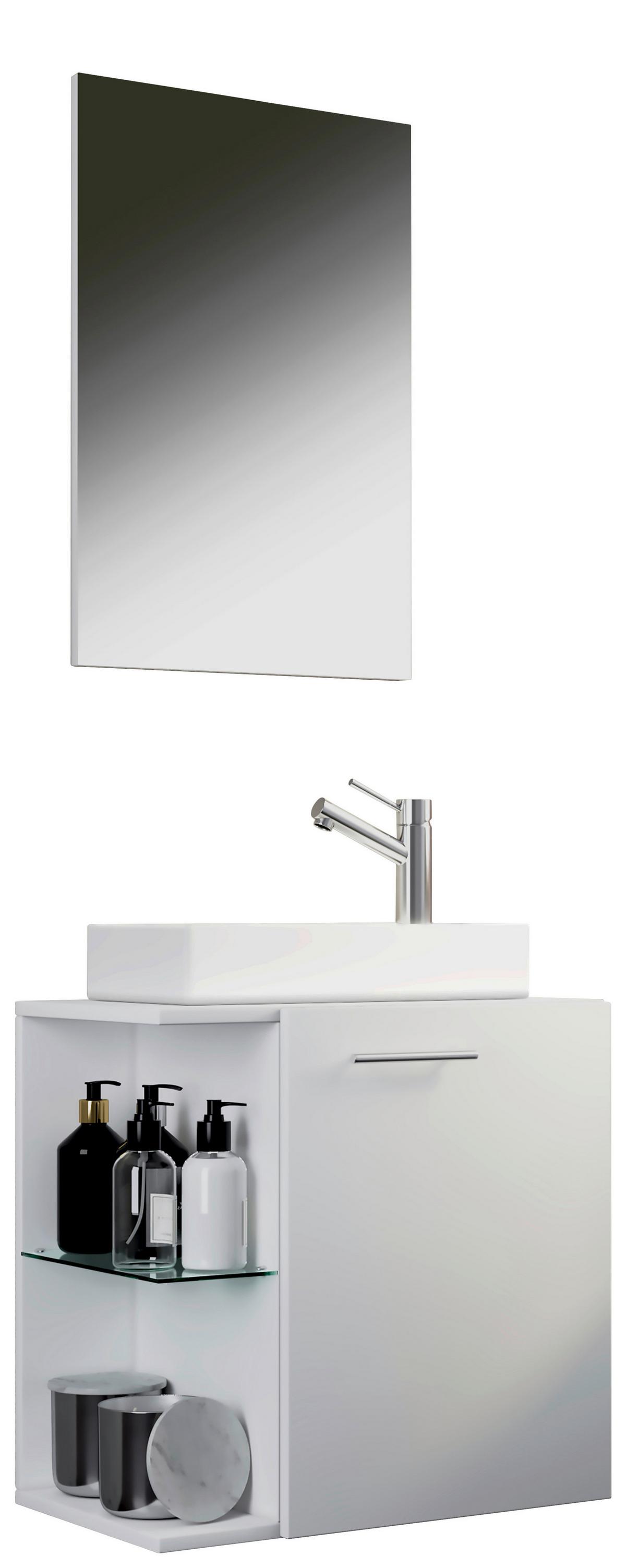 Kopalnica Hausa, Bela - bela, Moderno, leseni material/keramika (52cm) - MID.YOU