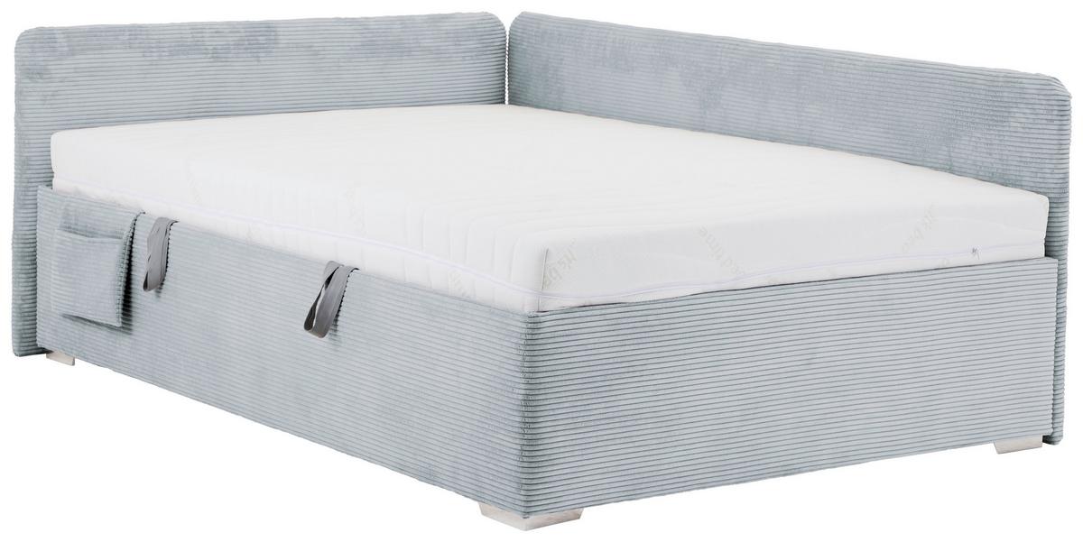 Bett Remi Graublau ca. 140x200cm - Chromfarben/Graublau, KONVENTIONELL, Holz/Kunststoff (140/200cm) - Mömax