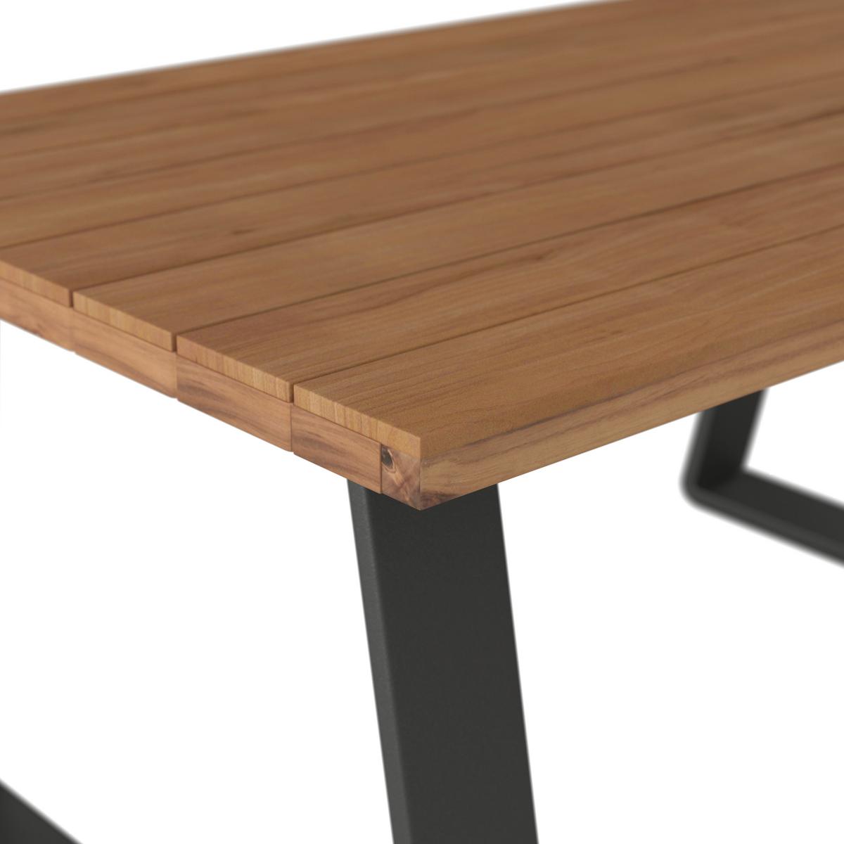 Dining-Loungeset Alexa Holz Outdoorstoff/Metall +Abdeckung - Anthrazit/Creme, MODERN, Holz/Textil (208,5/81/85,5cm) - Bessagi Garden
