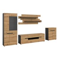 Dnevni Regal Canu, Siva, Barva Hrasta, 4-Delni - črna/hrast artisan, Design, umetna masa/leseni material (375/190/44cm) - Livetastic