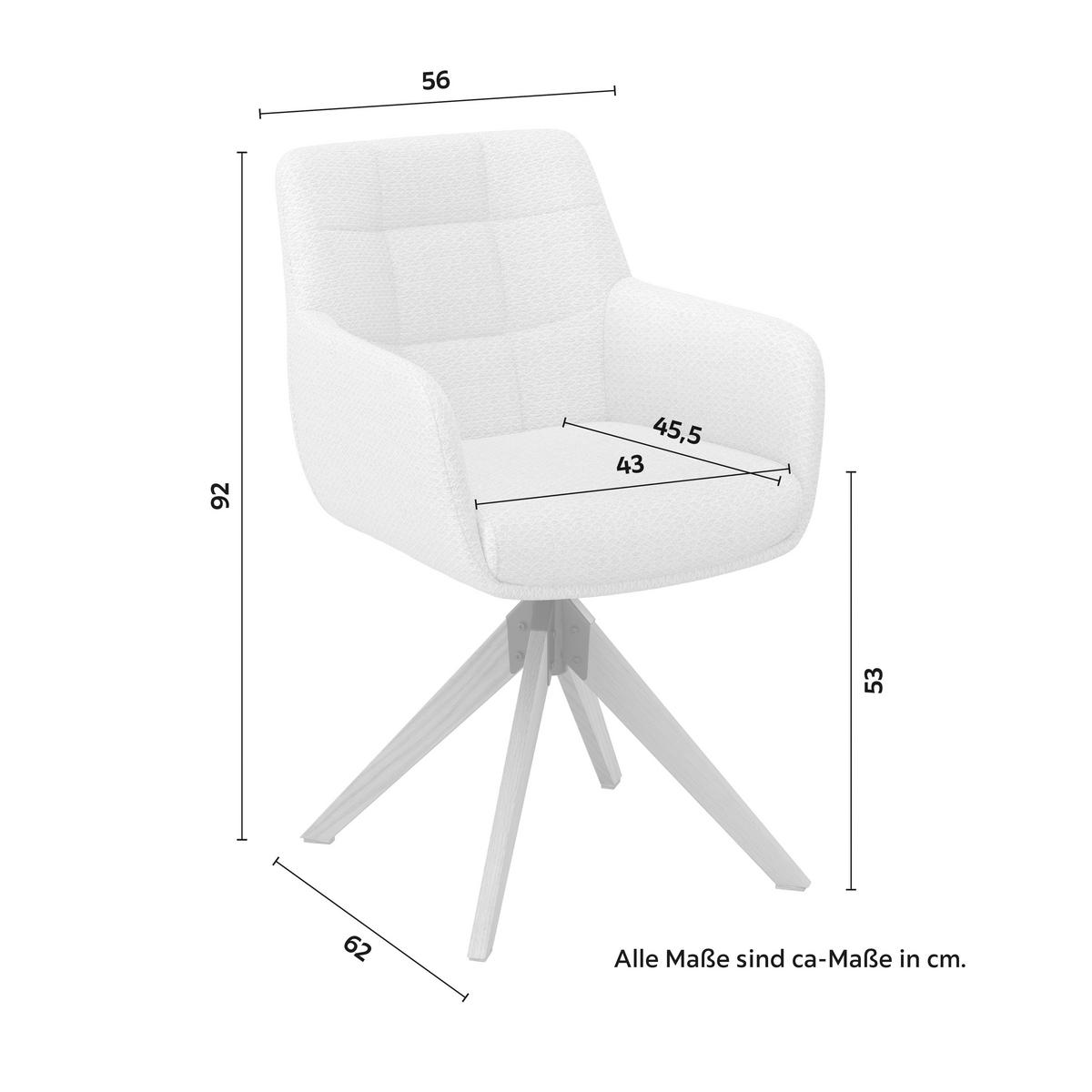 Armlehnstuhl Mailo Hellgrau Webstoff Drehbar Gepolstert - Hellgrau/Naturfarben, MODERN, Holz/Textil (56/92/62cm) - Bessagi Home