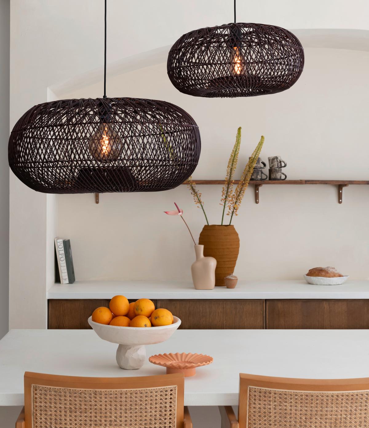 Viseča Svetilka Arizona, Bordo, Bambus - bordo, Basics, naravni materiali (70/34cm) - Good & Mojo