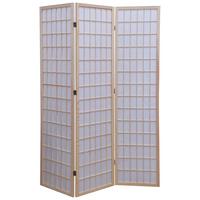 Paravan Naomi 3, Pravi Les - bela/naravne barve, Moderno, tekstil/les (130/179/2cm)
