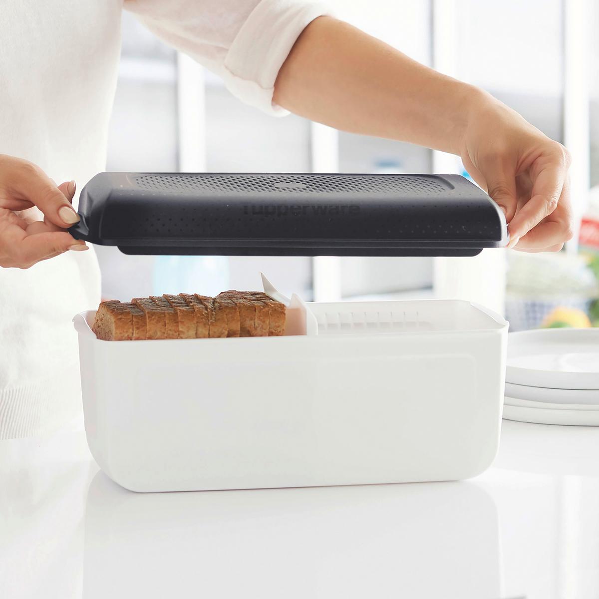 Kenyértartó Doboz Tetővel Tupperware Breadsmart - S - fekete/fehér, Modern, műanyag (32/16/15cm) - Tupperware