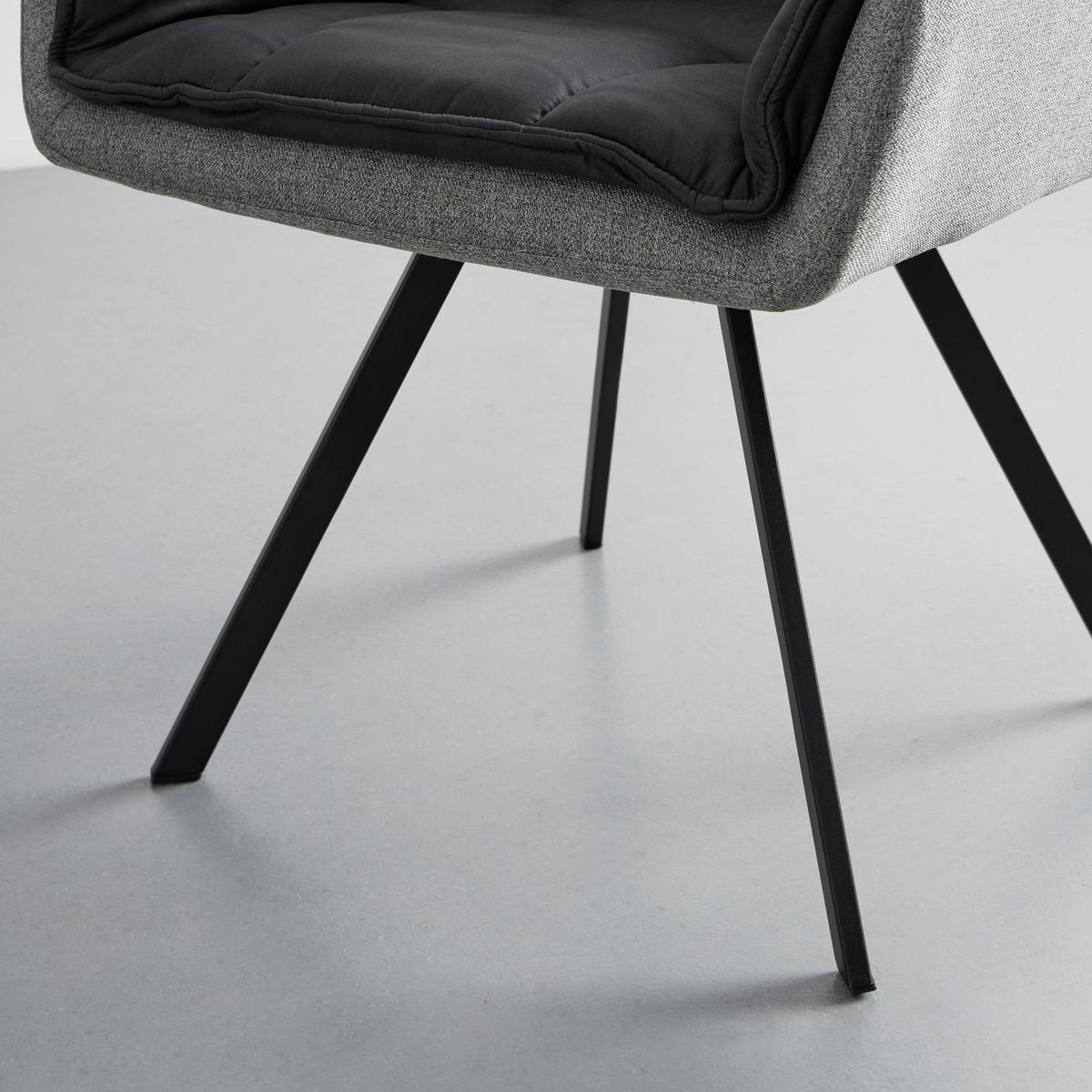 Armlehnstuhl Billy Grau Webstoff Drehbar Gepolstert - Dunkelgrau/Schwarz, MODERN, Holz/Textil (62/85/62cm) - Bessagi Home