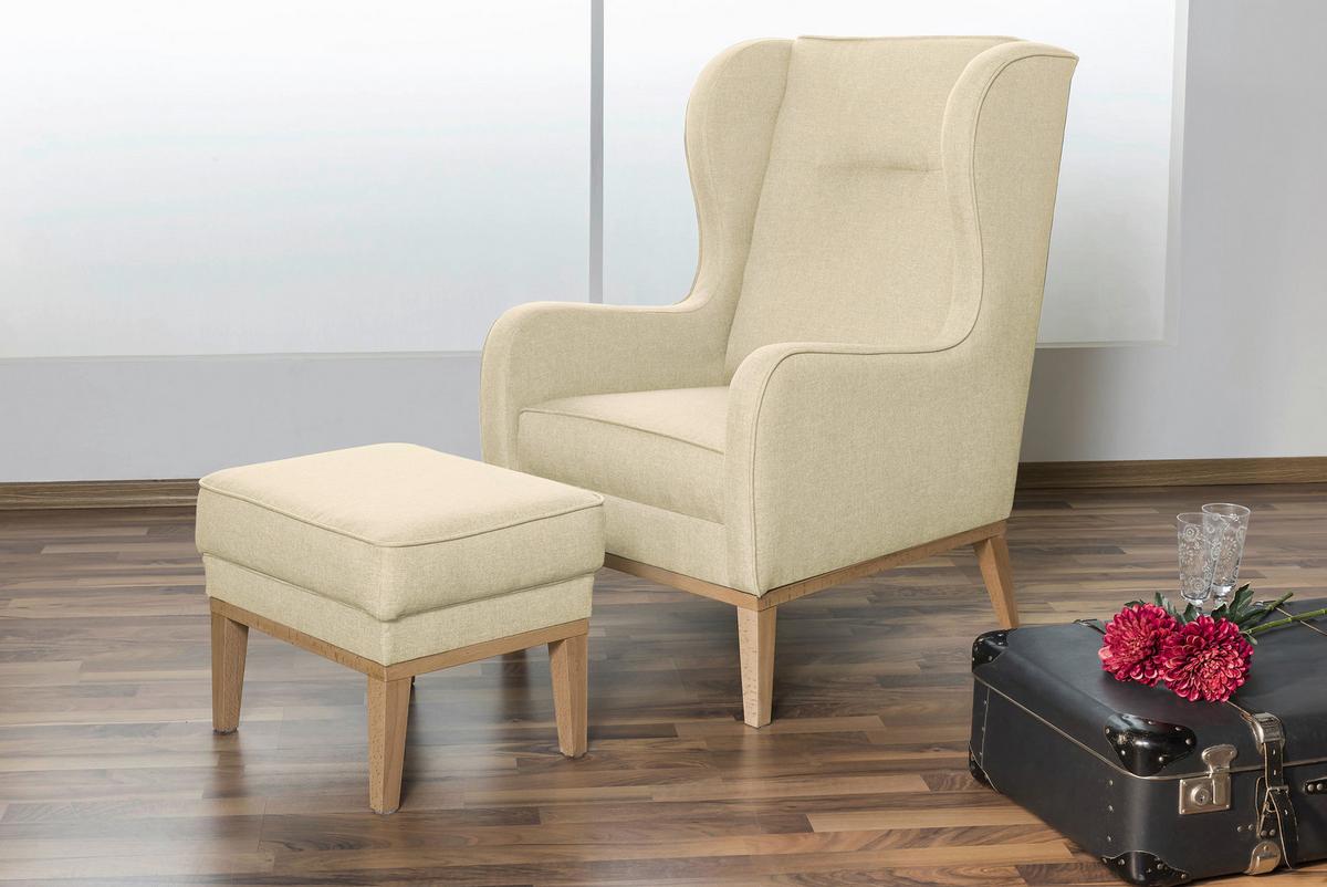 HOCKER ANGELO - Beige/Naturfarben, KONVENTIONELL, Holz/Textil (50/41/41cm) - Max Winzer