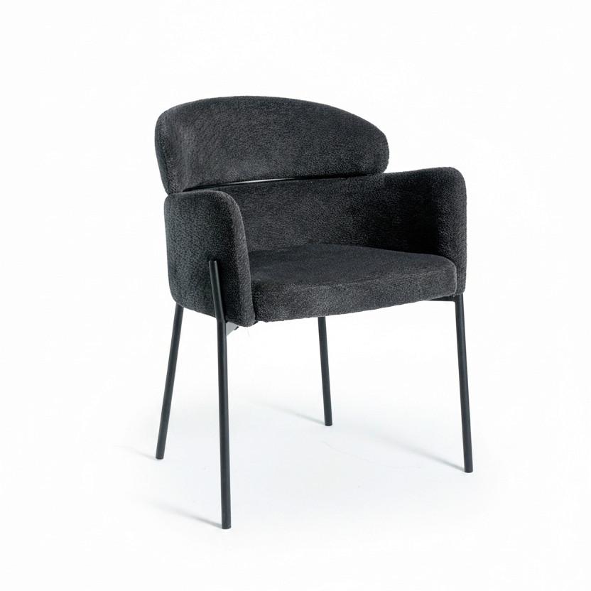 Armlehnstuhl Chloe Schwarz Webstoff Gepolstert - Schwarz, MODERN, Textil/Metall (62/79/59,5cm) - Bessagi Home