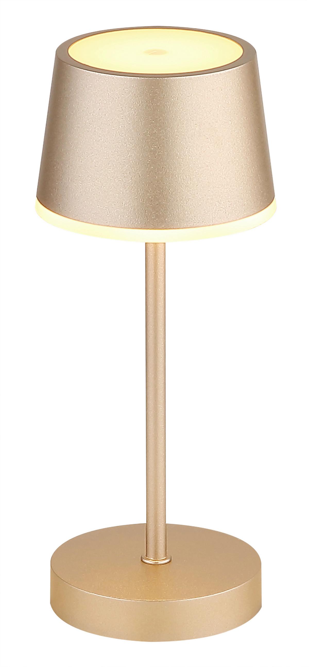 Akku-Tischleuchte Dawson Opal/Champagner - Champagner/Opal, Design, Kunststoff/Metall (8,3/8,3/20cm) - Globo