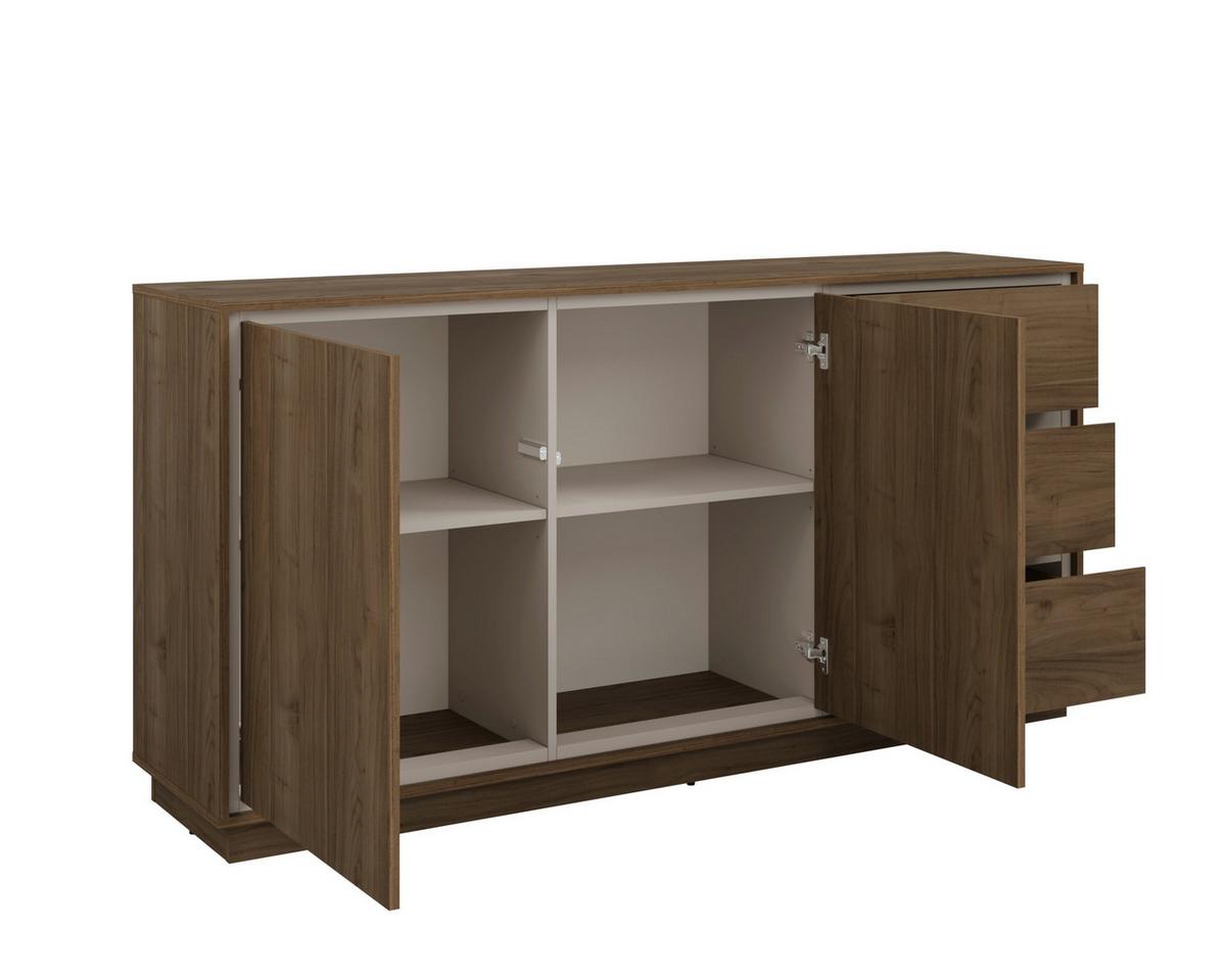 Komód Cosme - kasmírszínű/diószínű, Modern, faalapú anyag (167/84/40cm)