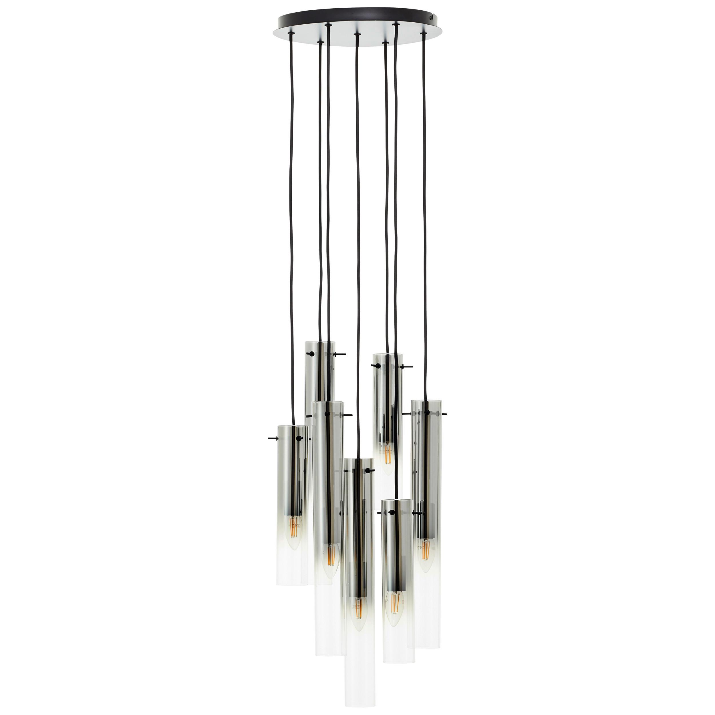 Hängeleuchte Glasini Grau/Schwarz max. 25 Watt - Schwarz/Grau, Design, Glas/Metall (32/199cm) - Brilliant
