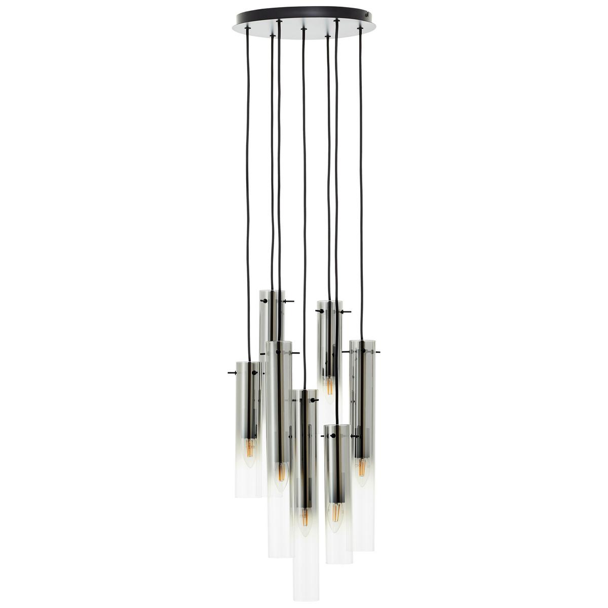 Hängeleuchte Glasini Grau/Schwarz max. 25 Watt - Schwarz/Grau, Design, Glas/Metall (32/199cm) - Brilliant