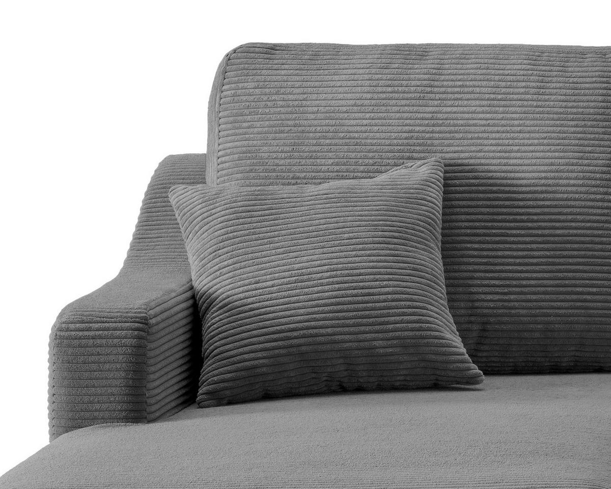 Ecksofa Valentina Grau Cord - Naturfarben/Grau, Design, Holz/Textil (150/228cm) - P & B