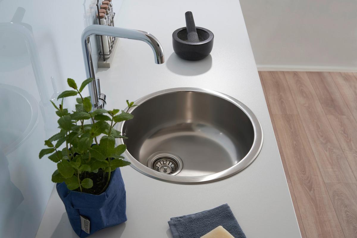 Einzelbecken Portland ca. 44,6/17/44,6 cm Edelstahl - Edelstahlfarben, Trend, Metall (44,6/17/44,6cm) - Respekta