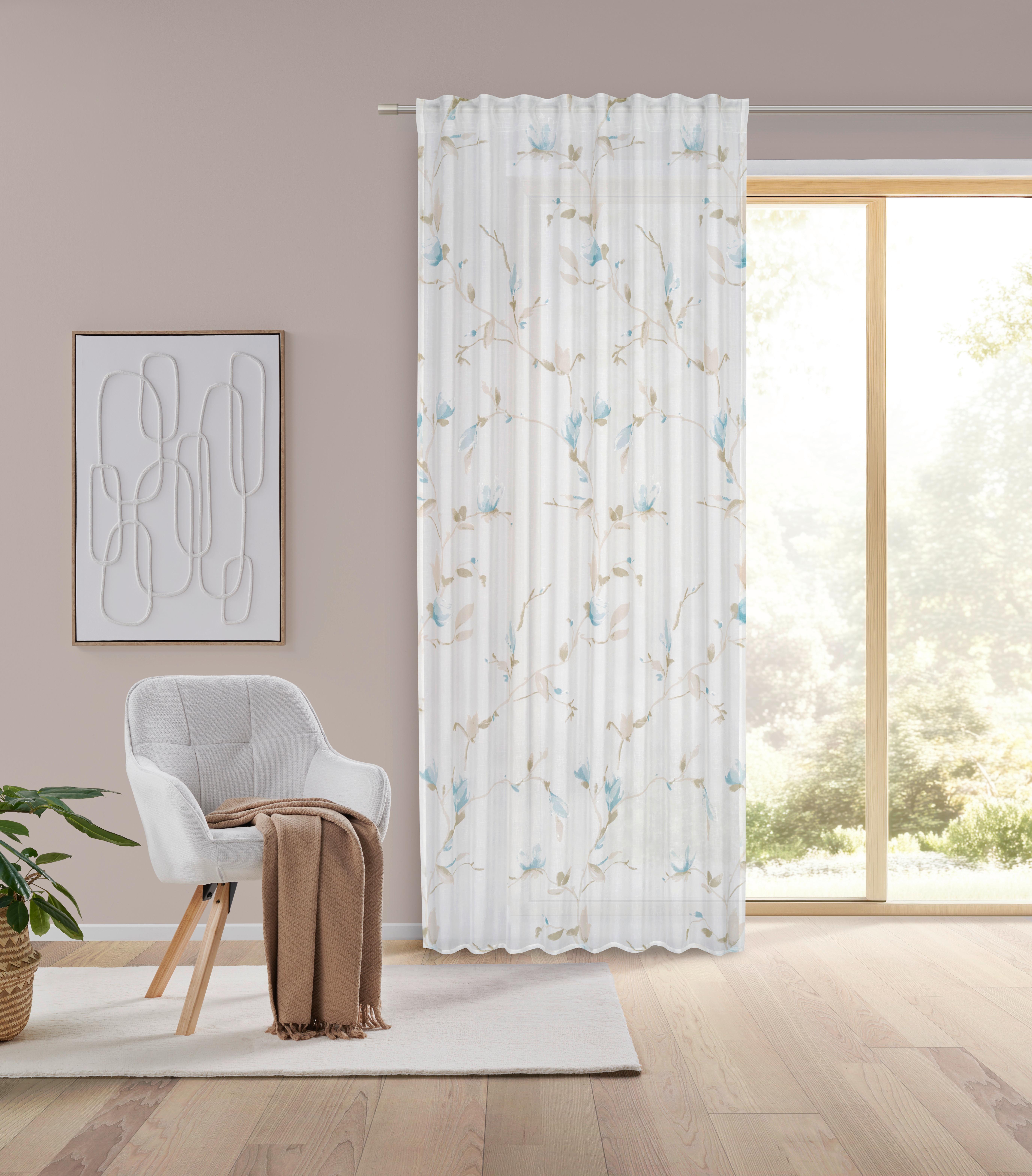 GARDINLÄNGD MAGNOLIA - blå, textil (135/245cm) - Mömax
