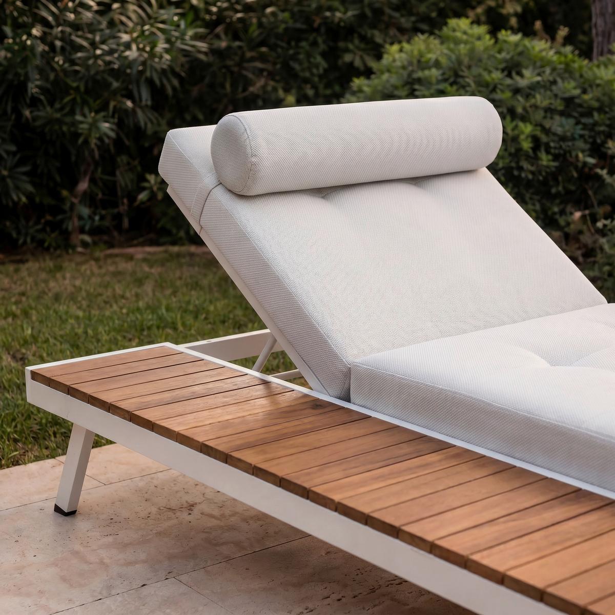 Gartenliege Avolina Steingrau Outdoorstoff/Metall - Hellgrau/Weiß, MODERN, Kunststoff/Textil (199/30/86cm) - Bessagi Garden