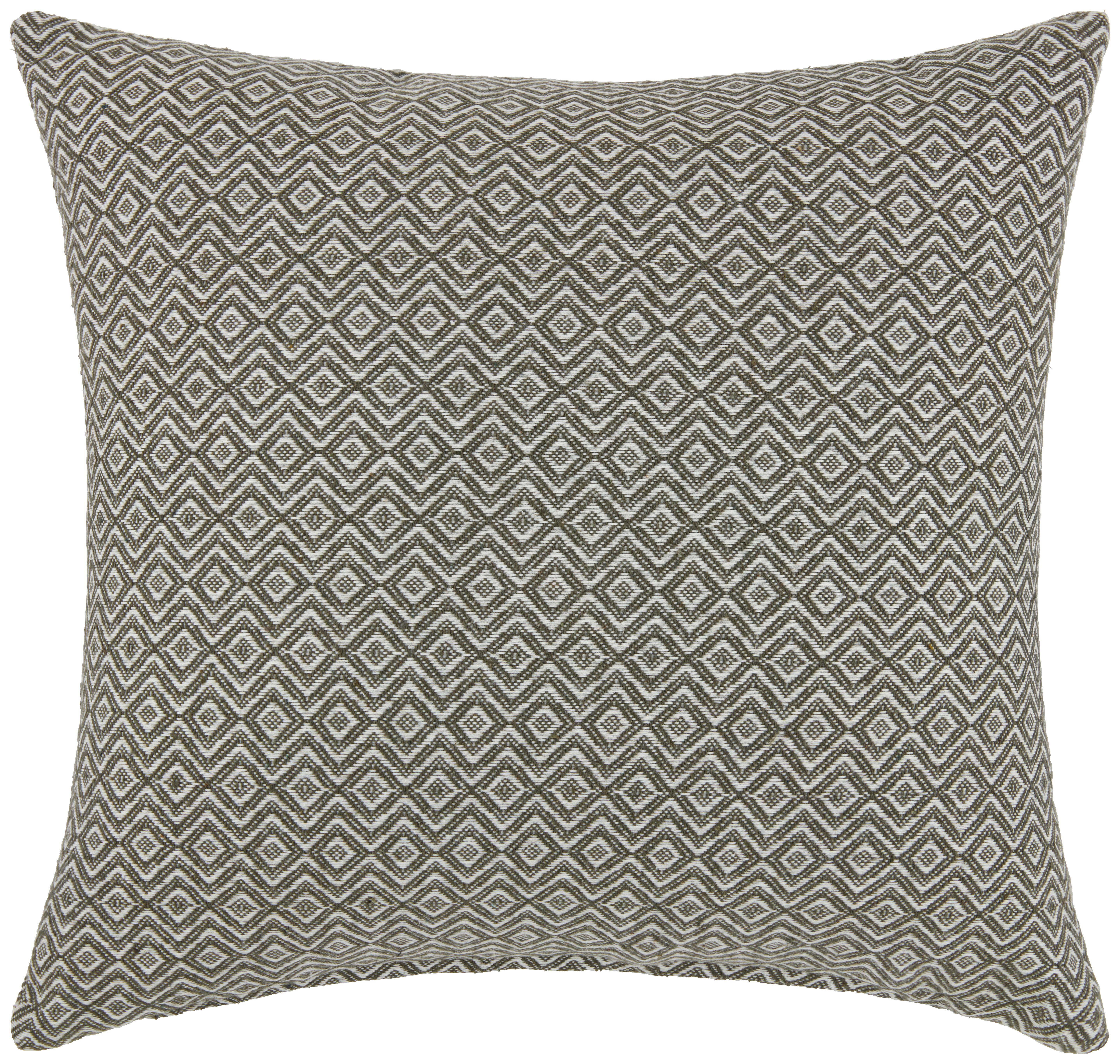 Zierkissen Dobby Raute in Grün/Weiß ca. 45x45cm - Weiß/Grün, Textil (45/45cm) - Premium Living