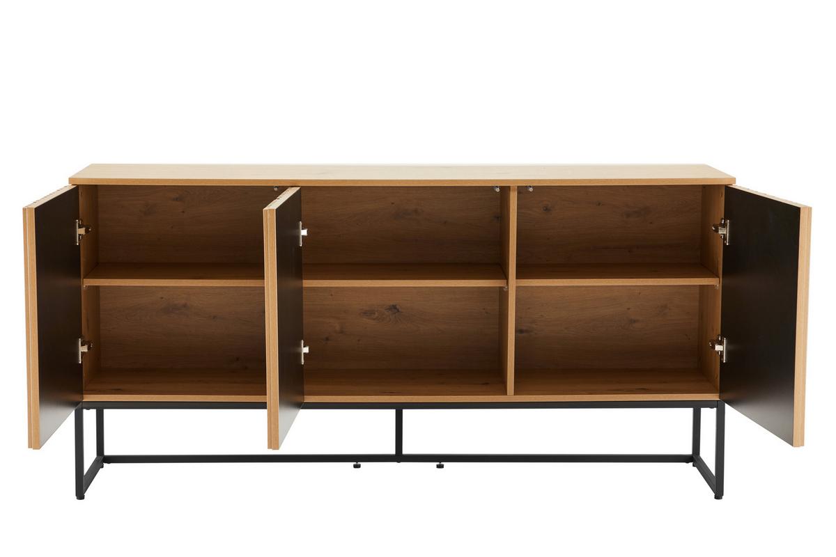KOMODA SZEROKA BUENO - czarny/dąb artisan, Modern, materiał drewnopochodny/metal (160/80/40cm) - Xora