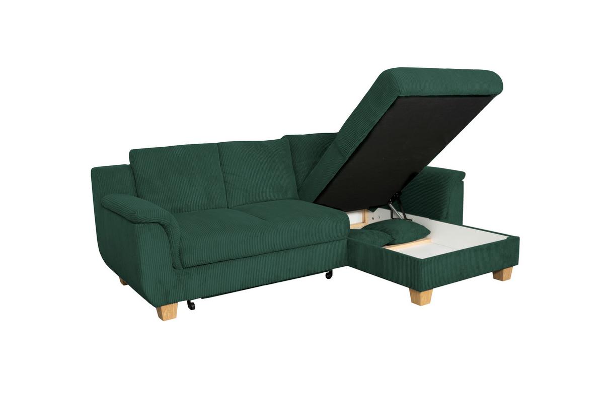 Kutna Garnitura Alex - zelena/prirodne boje, Moderno, tekstil/plastika (246/156cm) - Modern Living