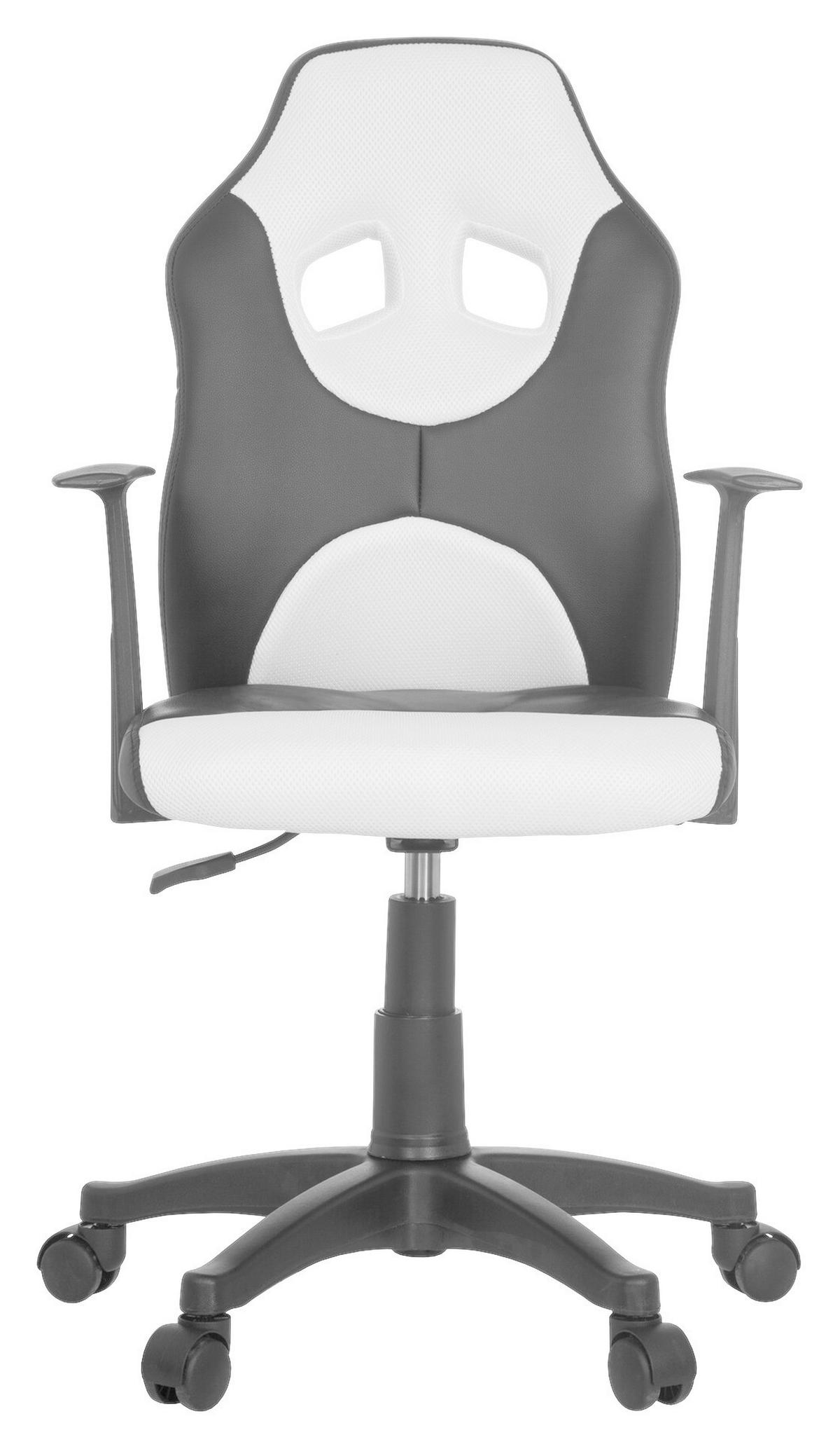 Jugenddrehstuhl Kid Racer ca.54x90-100x48cm Weiß,Schwarz - Schwarz/Weiß, Basics, Kunststoff (54/90-100/48cm) - MID.YOU