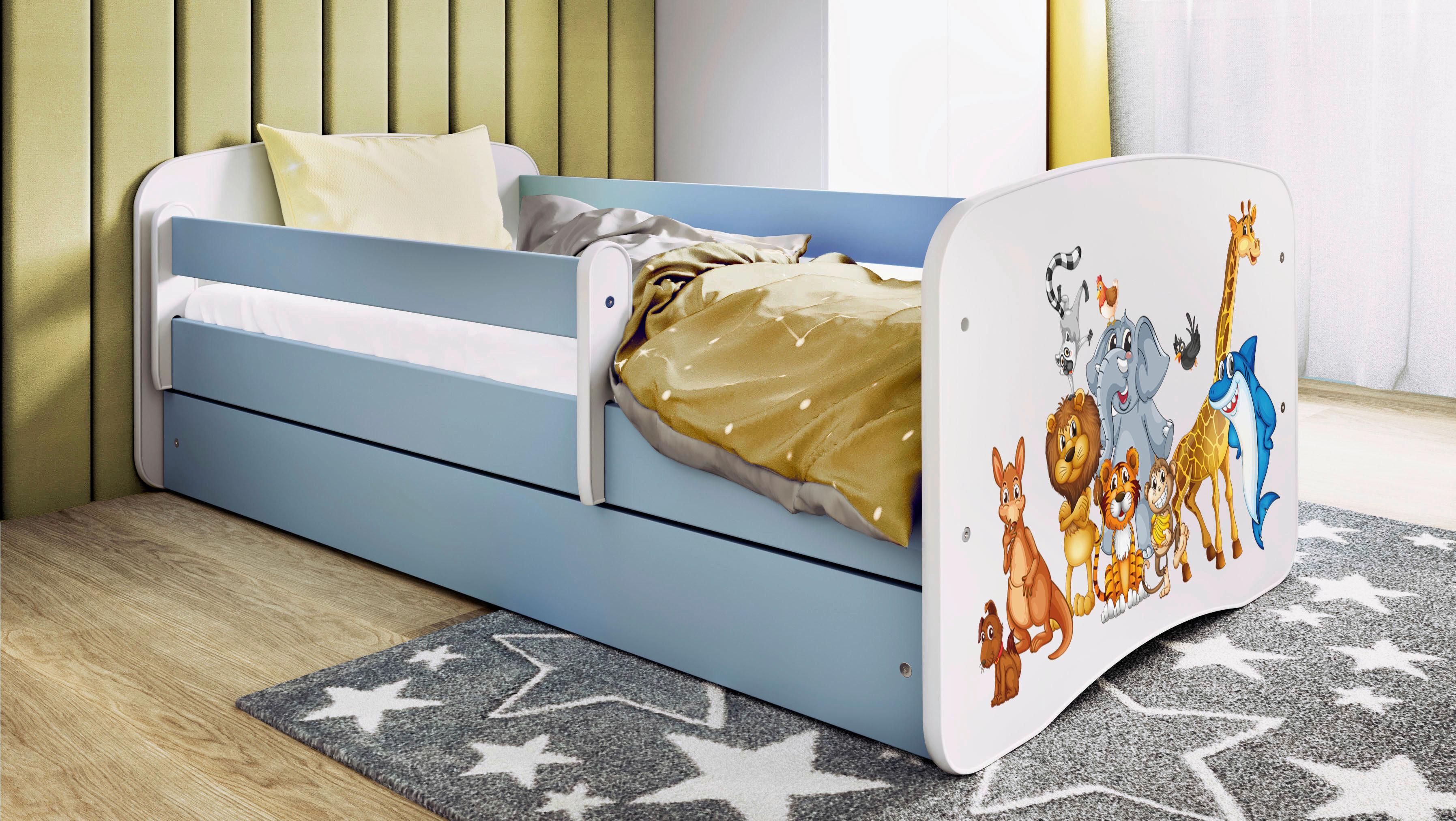 Otroška Postelja Babydreams, Bela, Modra, 80x160cm - modra/bela, Moderno, tekstil/leseni material (80/160cm) - MID.YOU