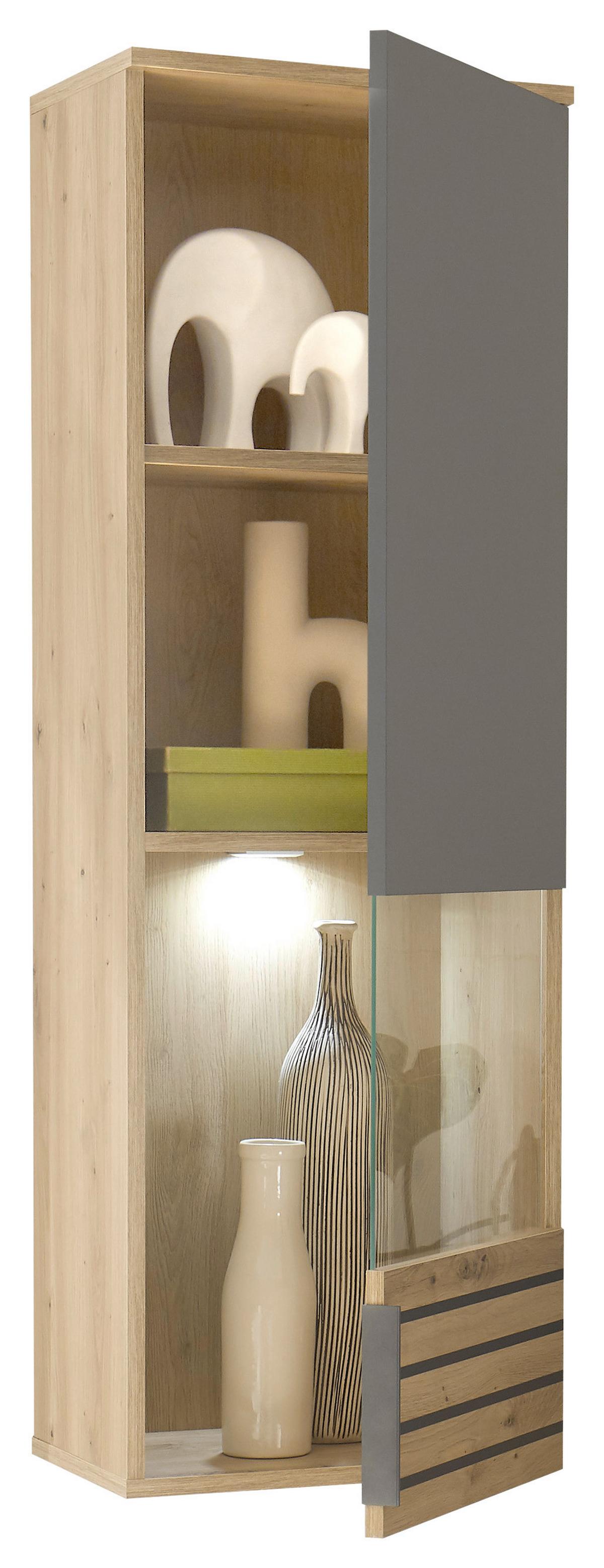 WITRYNA WISZĄCA BZ 5110 - szary/dąb artisan, Design, materiał drewnopochodny/tworzywo sztuczne (40/122/30cm) - MID.YOU