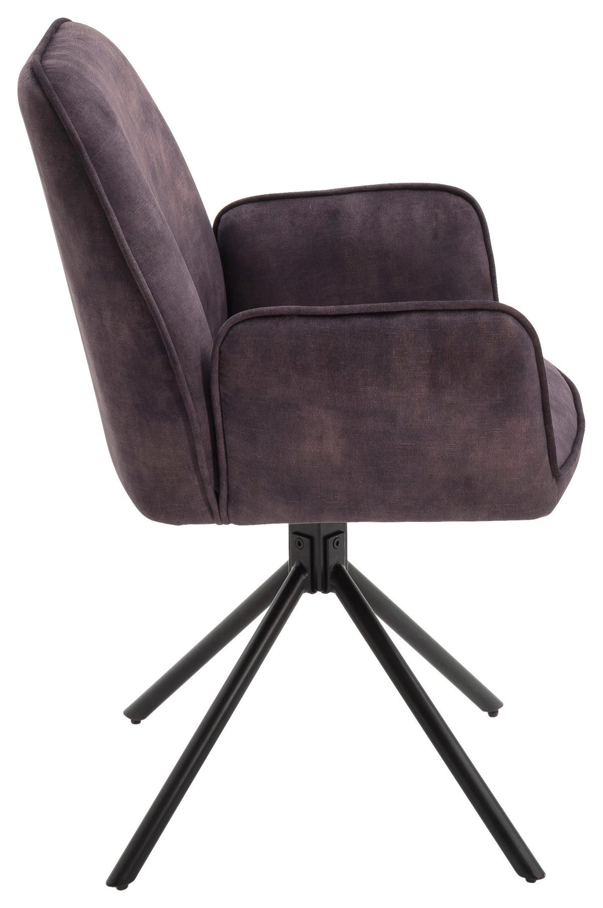 Armlehnstuhl Ottawa Anthrazit/Schwarz - Anthrazit/Schwarz, Modern, Textil/Metall (60/89/64cm) - Premium Living