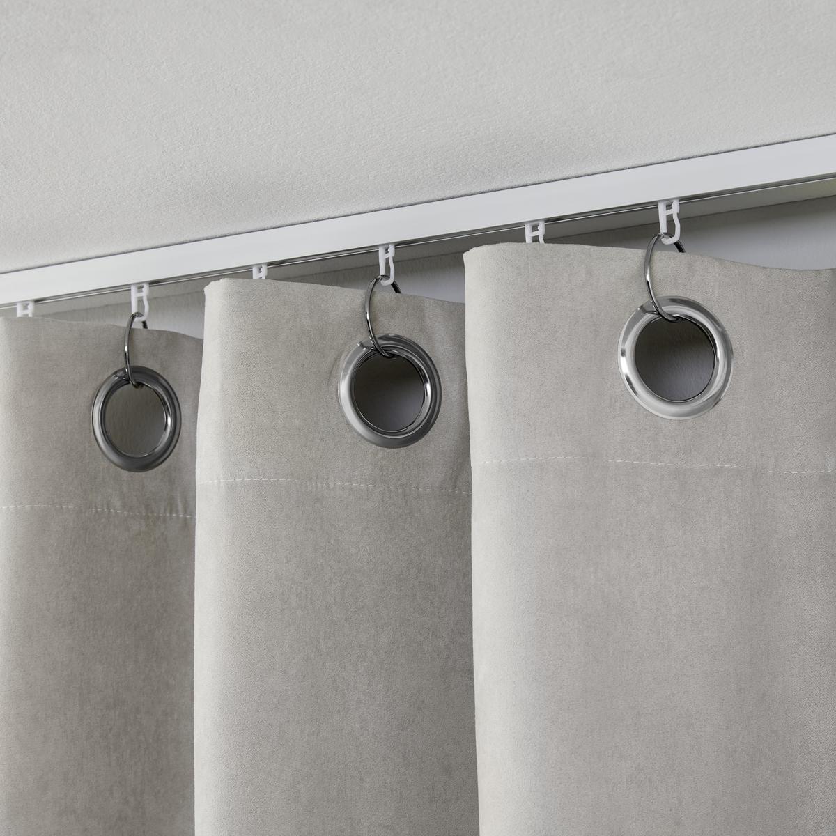 Perdea inele capsă Velours - gri, Konventionell, textil (140/245cm) - Modern Living