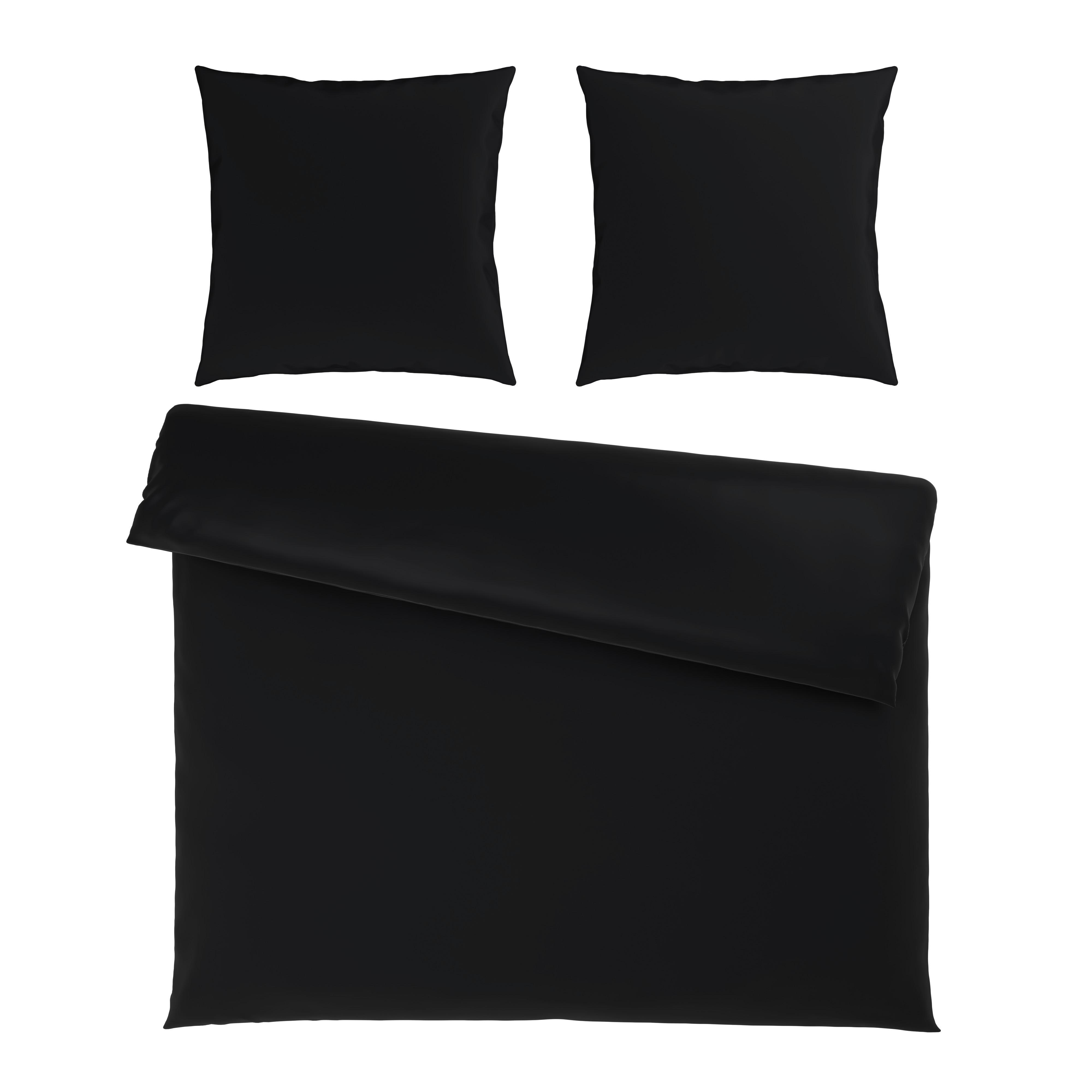 Bettwäsche Xenia Uni XXL Schwarz ca. 200x200cm - Schwarz, MODERN, Textil (200/200cm) - Premium Living