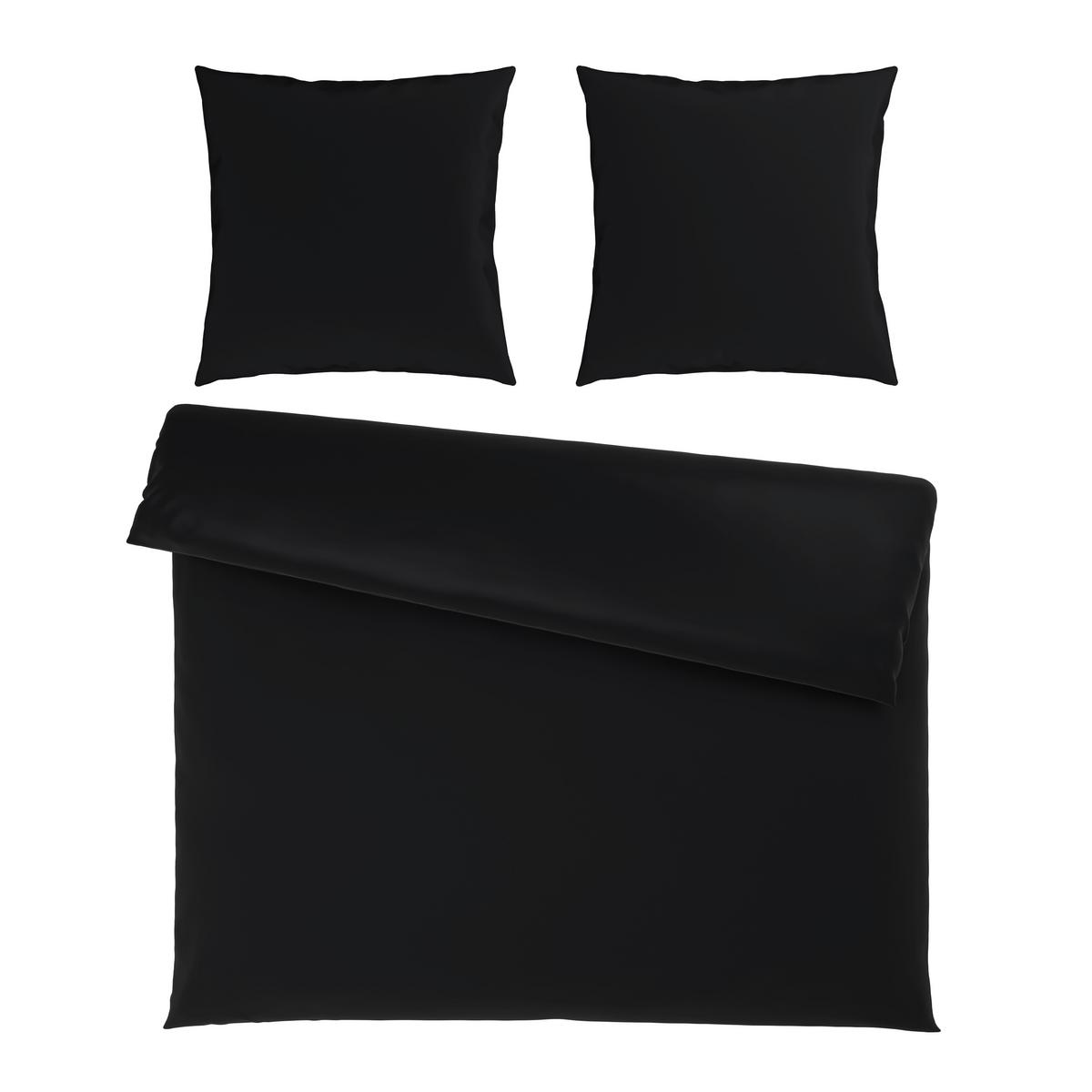 Bettwäsche Xenia Uni XXL Schwarz ca. 200x200cm - Schwarz, MODERN, Textil (200/200cm) - Premium Living