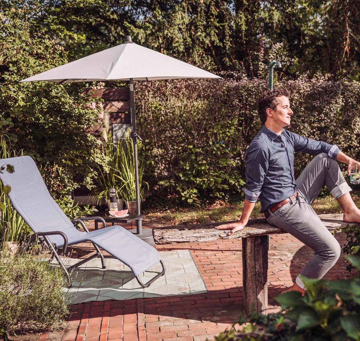 Sonnenschirm BHT: 250x258x250 cm Anthrazit/Beige - Anthrazit/Beige, KONVENTIONELL, Textil/Metall (250/250cm) - Siena Garden