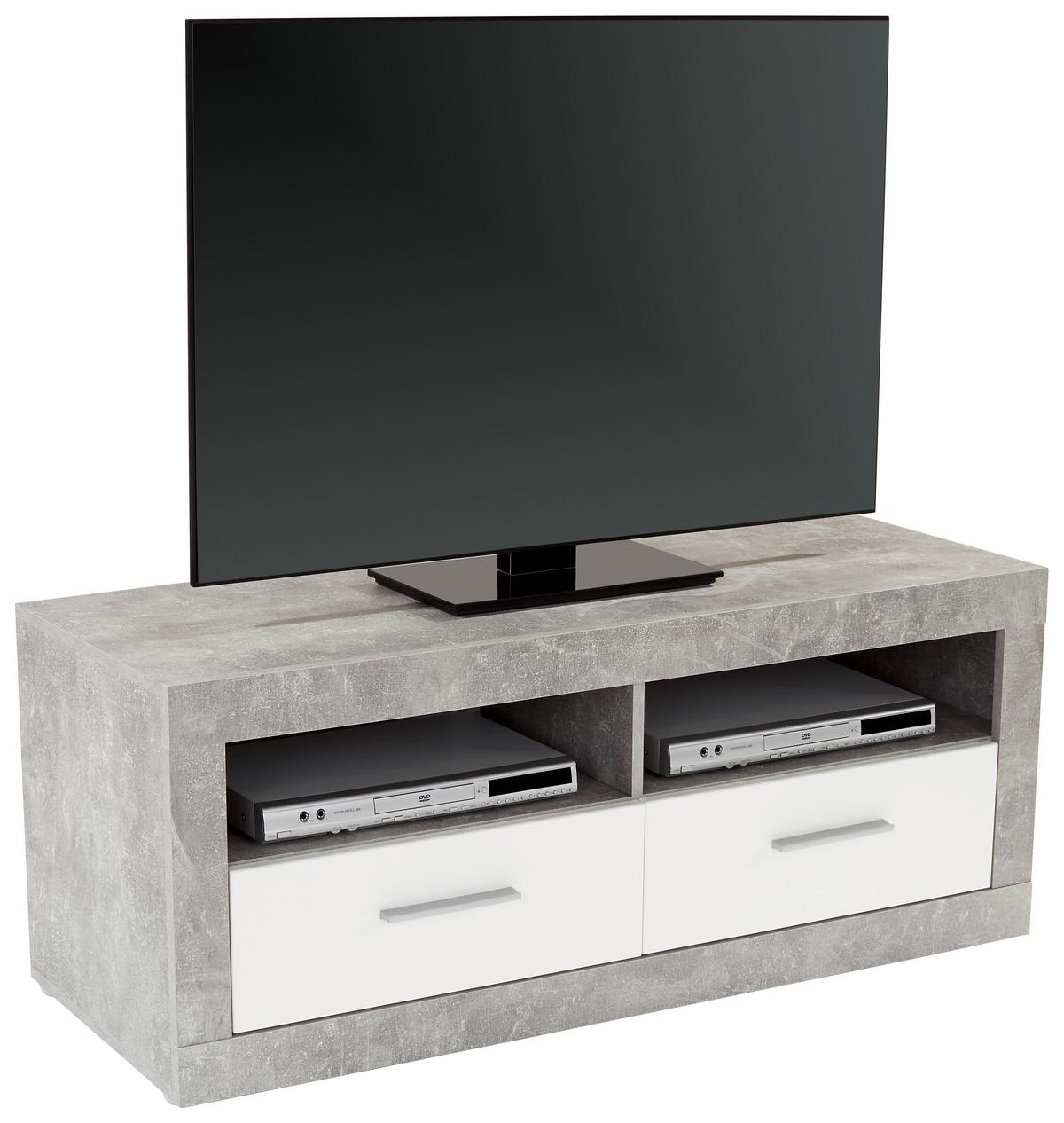 Element TV Malta - alb/gri, Modern, material pe bază de lemn (128/50/42cm) - Modern Living
