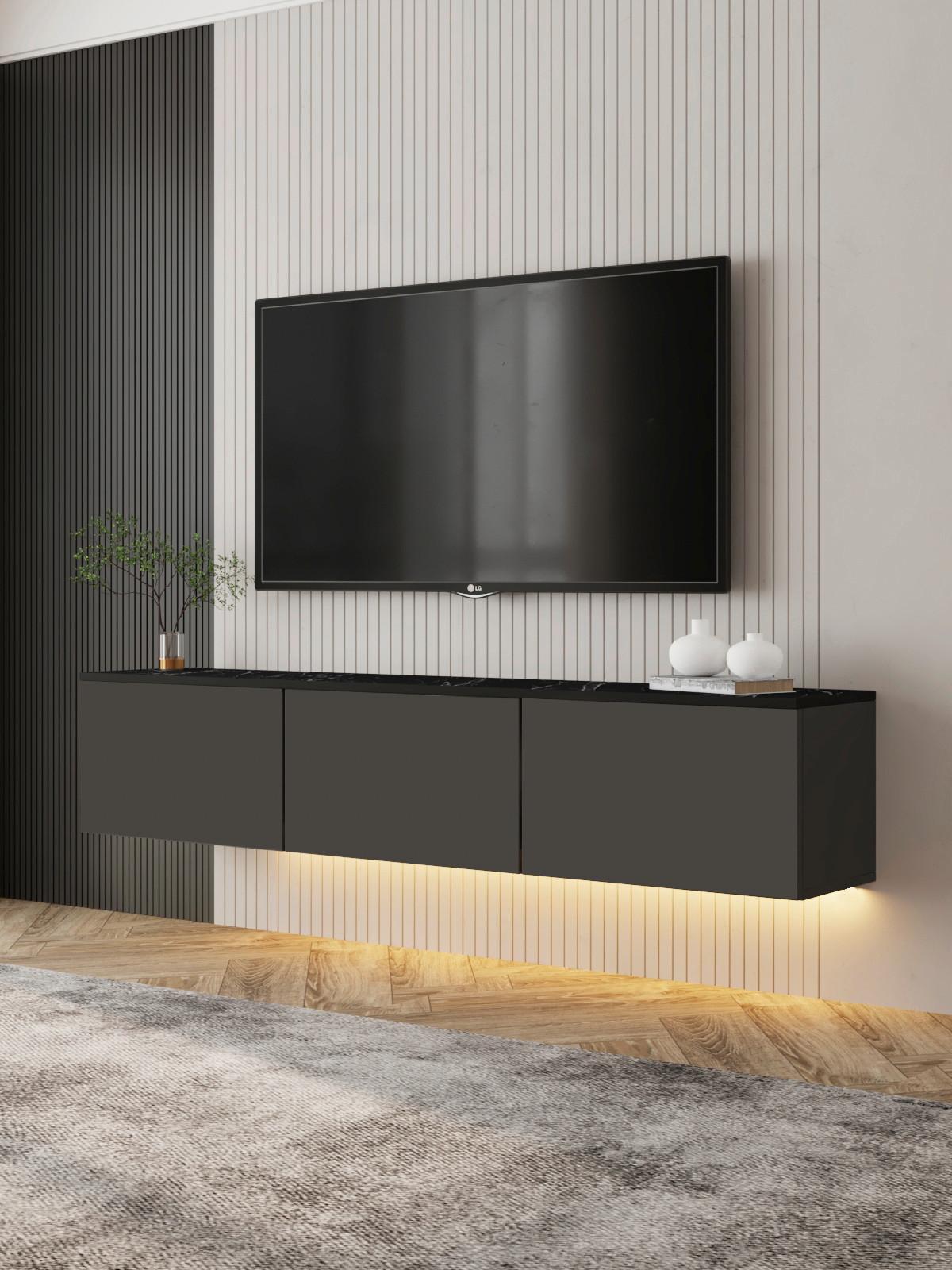 LOWBOARD NEON TV-MÖBEL - Anthrazit/Schwarz, Design, Holzwerkstoff (160/35/32cm) - Livetastic