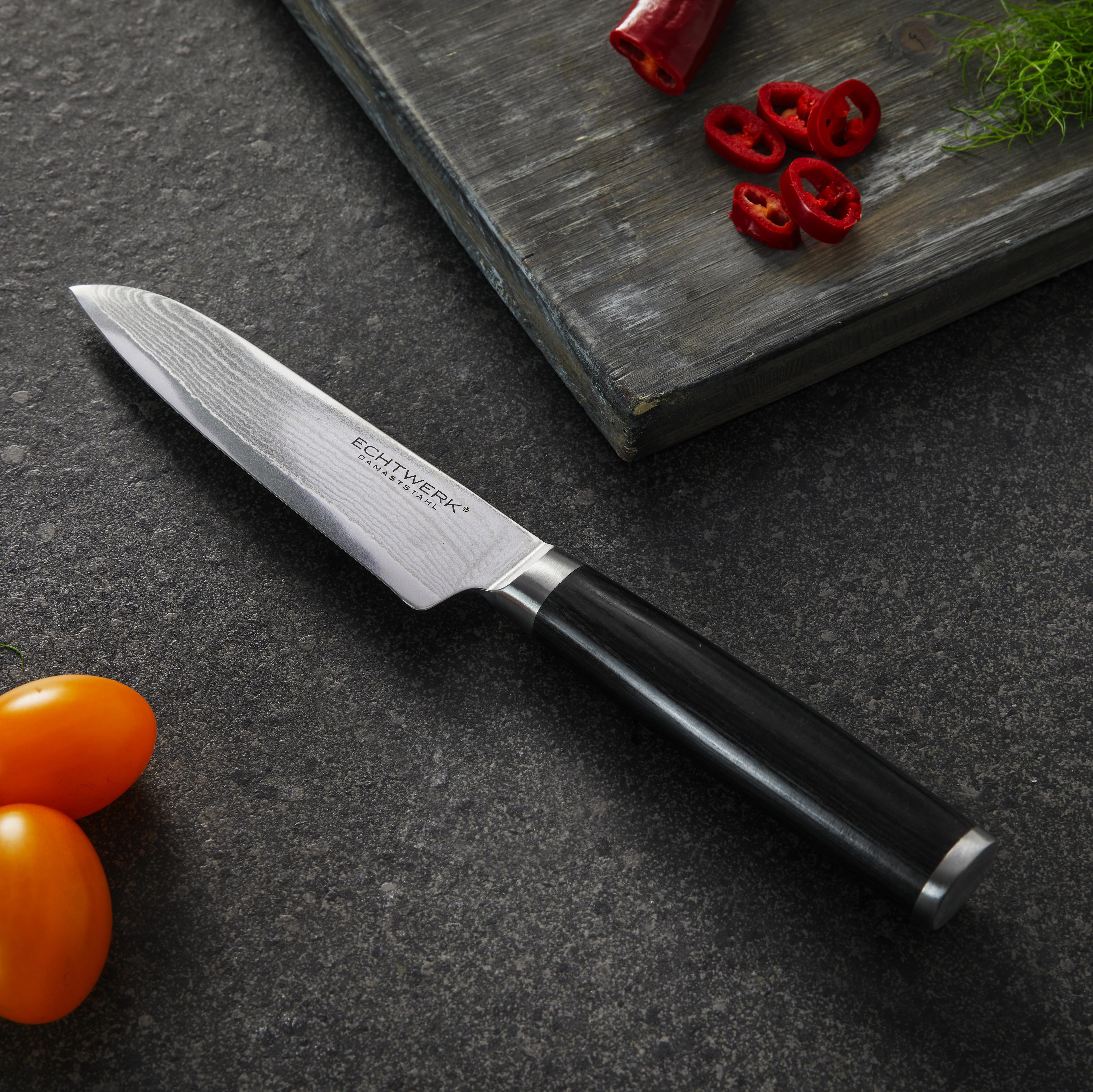 Echtwerk Santokumesser Damaszener - Edelstahlfarben/Schwarz, MODERN, Holz/Metall (23cm) - Echtwerk