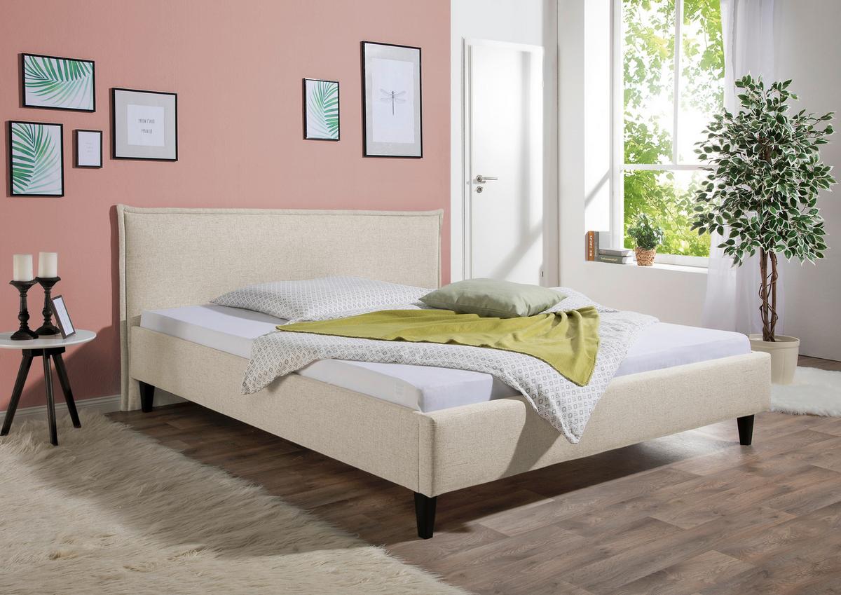 Polsterbett Roswell Beige ca. 200x200 cm - Beige/Schwarz, MODERN, Holz/Textil (200/200cm) - Livetastic