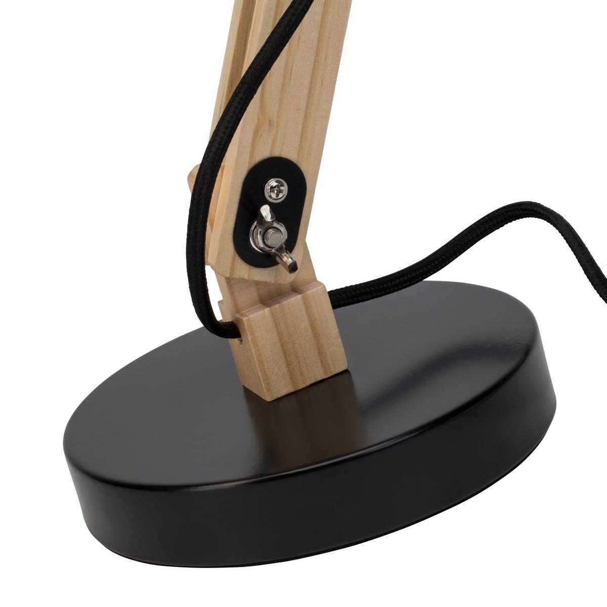 Schreibtischleuchte Moda Schwarz max. 25 Watt - Schwarz, Natur, Holz/Metall (41,5/16/32cm) - Brilliant