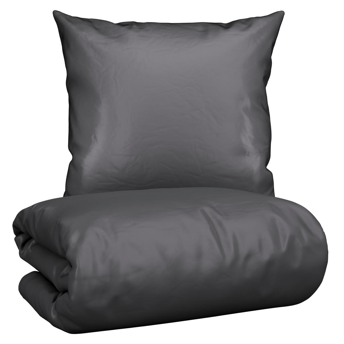 Bettwäsche Bio-Sophia Uni Anthrazit ca. 135x200cm - Anthrazit, Natur, Textil (135/200cm) - ecoTree