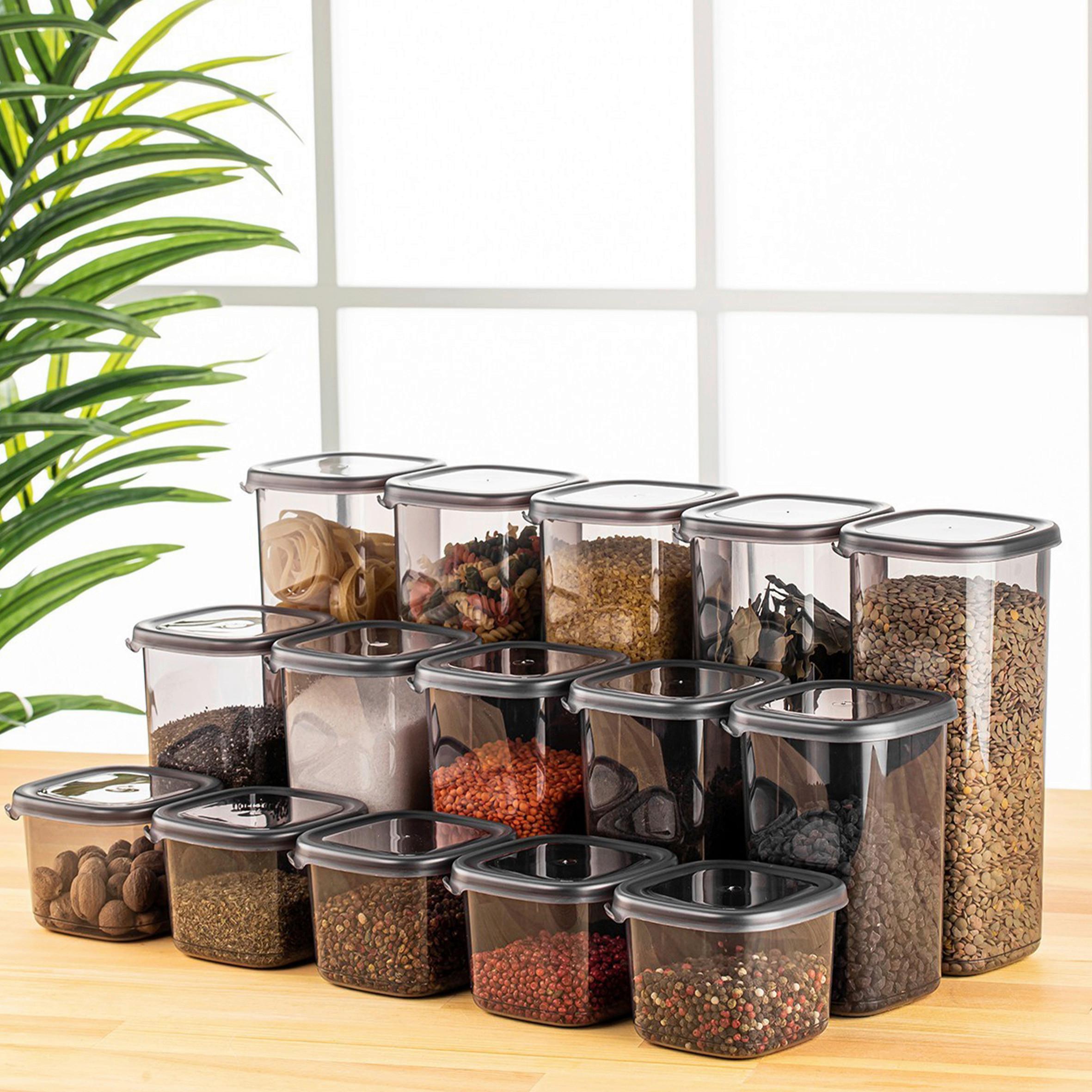 ZESTAW POJEMNIKÓW KUCHENNYCH 3808006701 - antracytowy/przezroczysty, Basics, tworzywo sztuczne (10/10/9,5cm) - P & B