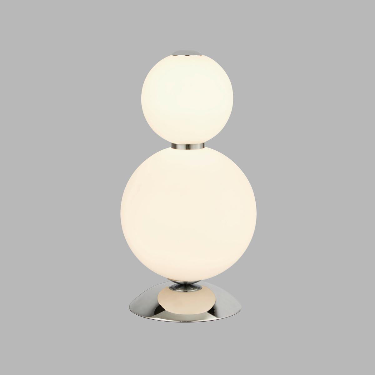 Led Asztali Lámpa Eu51021-2cc - krómszínű/fehér, Basics, üveg/fém (18/60cm)