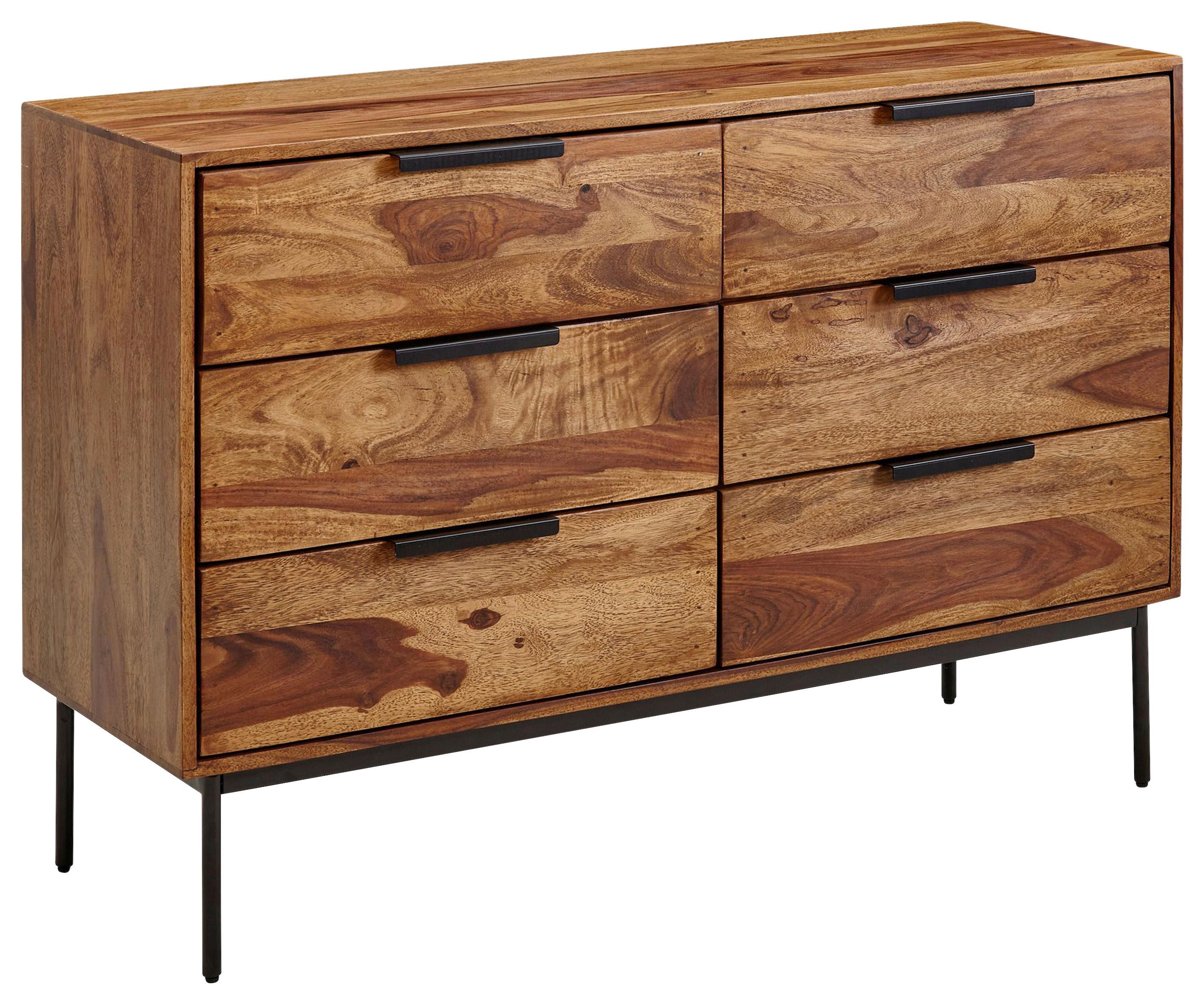 Komoda Wohnling, Pravi Les - črna/barve indijskega rožnega lesa, Design, kovina/les (117/80/42cm) - MID.YOU