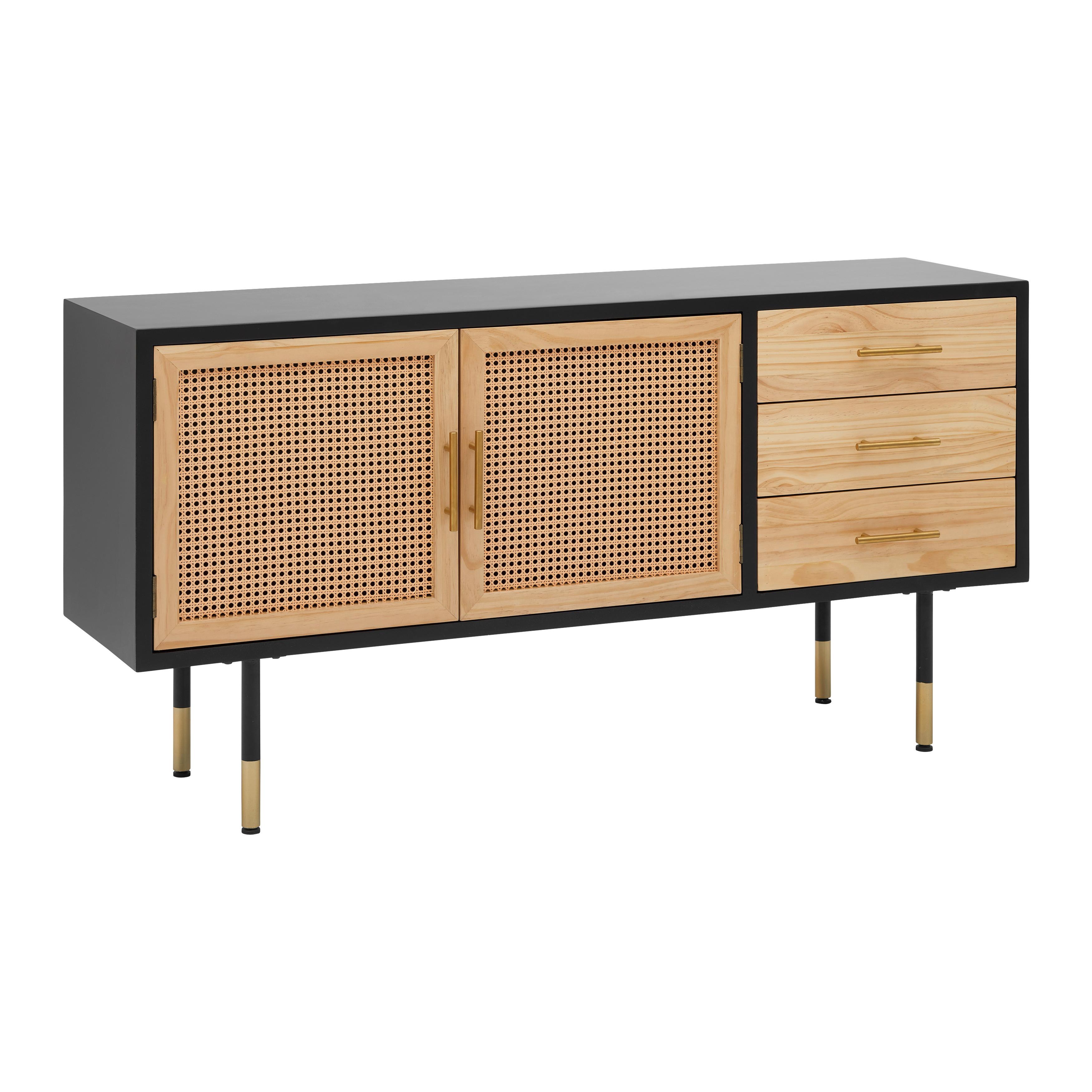 KOMODA SZEROKA MASSIMO - czarny/kolor złoty, Modern, metal/drewno (150/76/40cm) - Bessagi Home