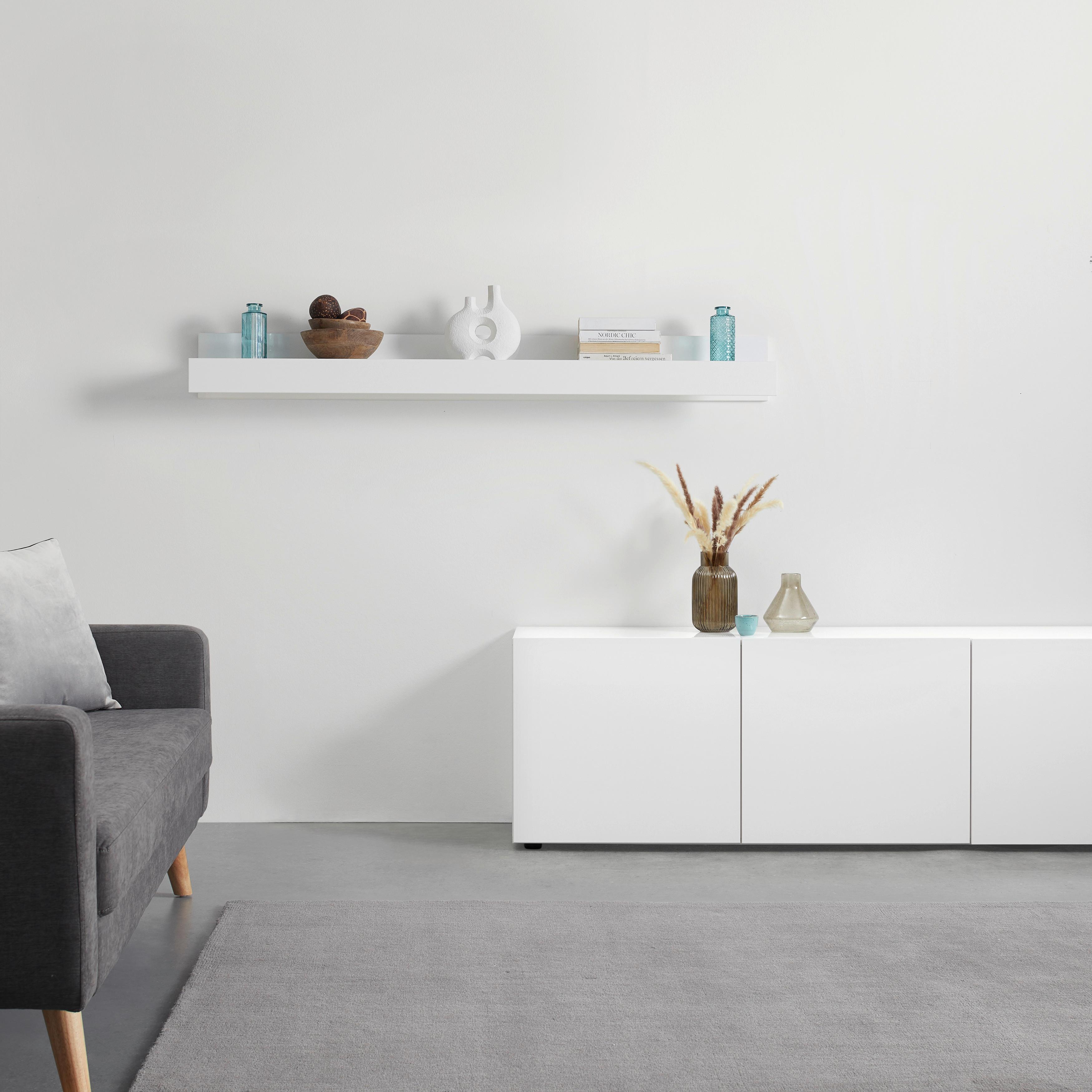 Wandboard Positano in Weiß HG - Weiß Hochglanz, MODERN, Holzwerkstoff (138/22/19cm) - Mömax