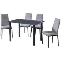 Set cu masă și scaune WELS 1 *PH* - negru/gri, Konventionell, sticlă/metal (120/75/80cm) - Best Price